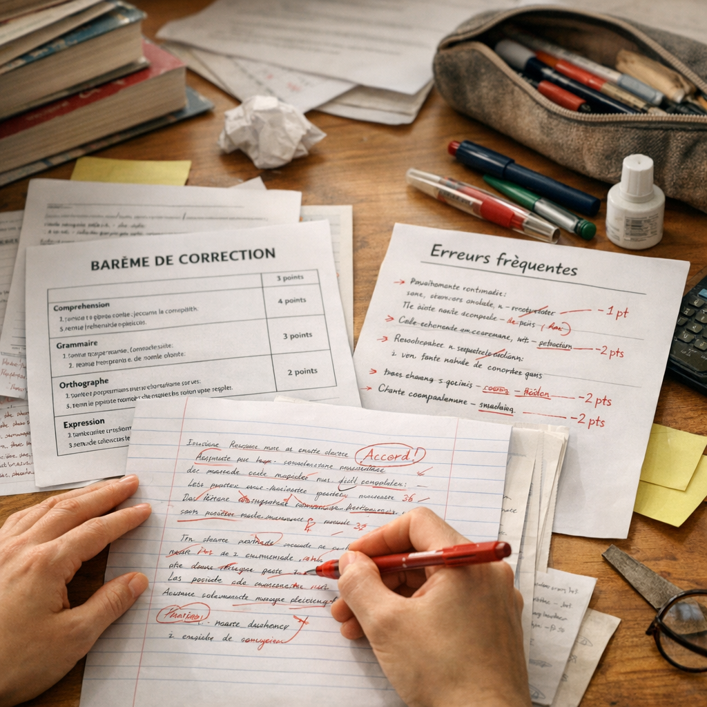 Réécriture et travail d'écriture&nbsp;: le barème type brevet et les erreurs qui coûtent des points