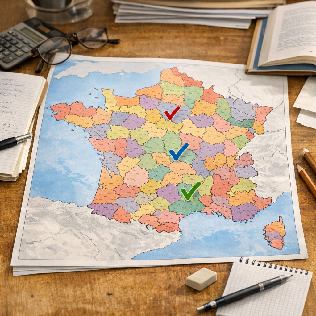Exemples résolus sur la carte de France