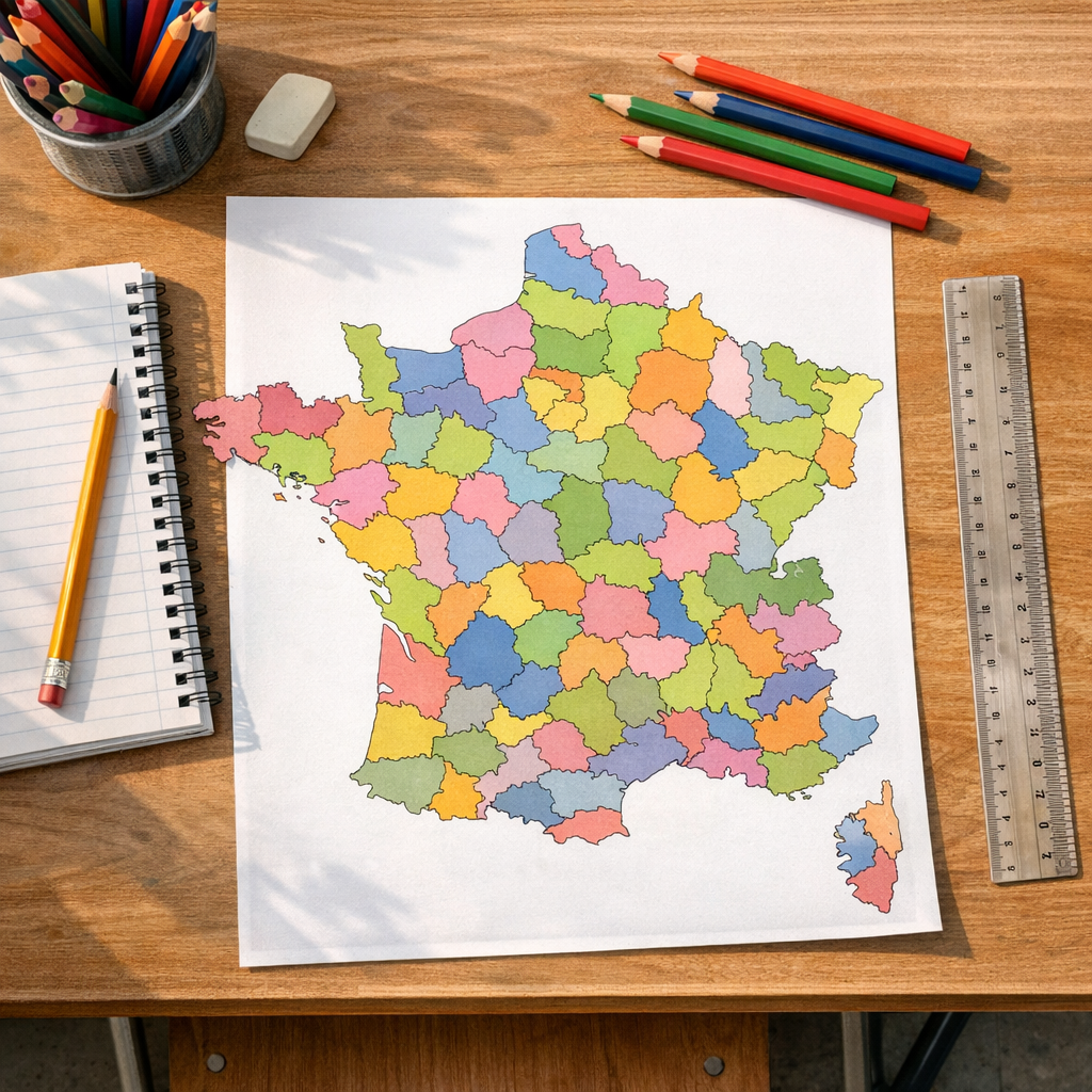 La carte des Départements au collège : apprendre à se repérer