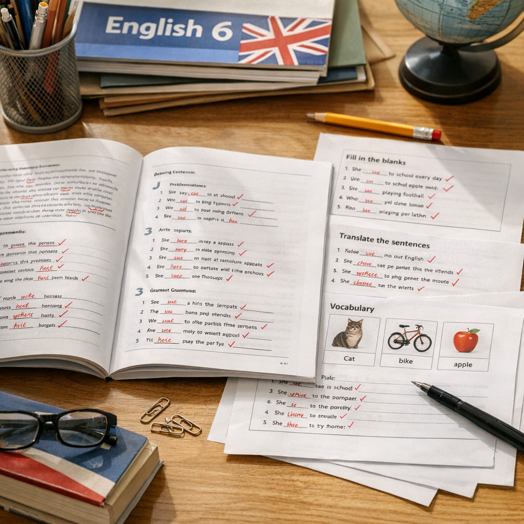 Exemples corrigés et exercices d’anglais 6ème à imprimer