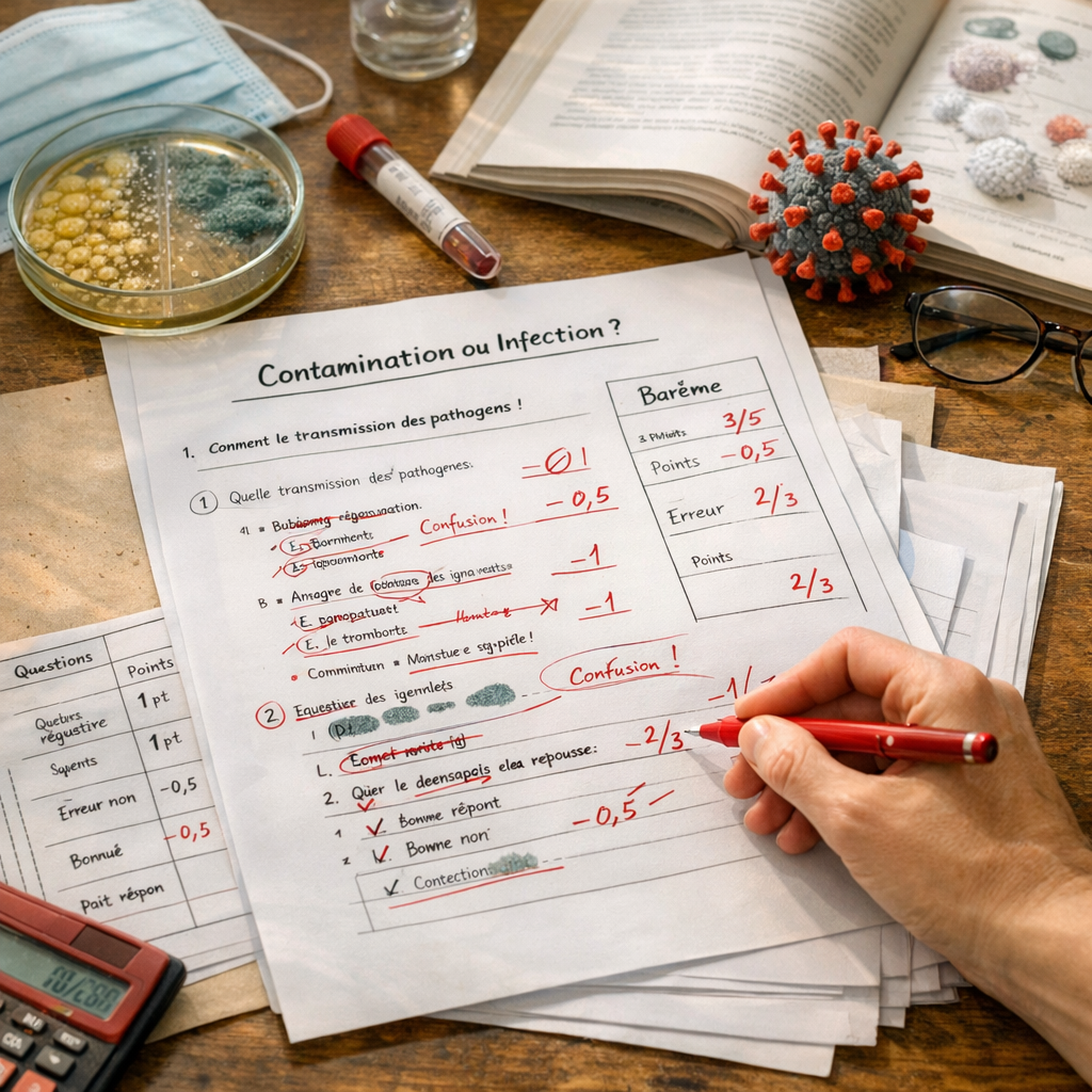 Correction détaillée&nbsp;: contamination ou infection&nbsp;? erreurs fréquentes et barème type brevet