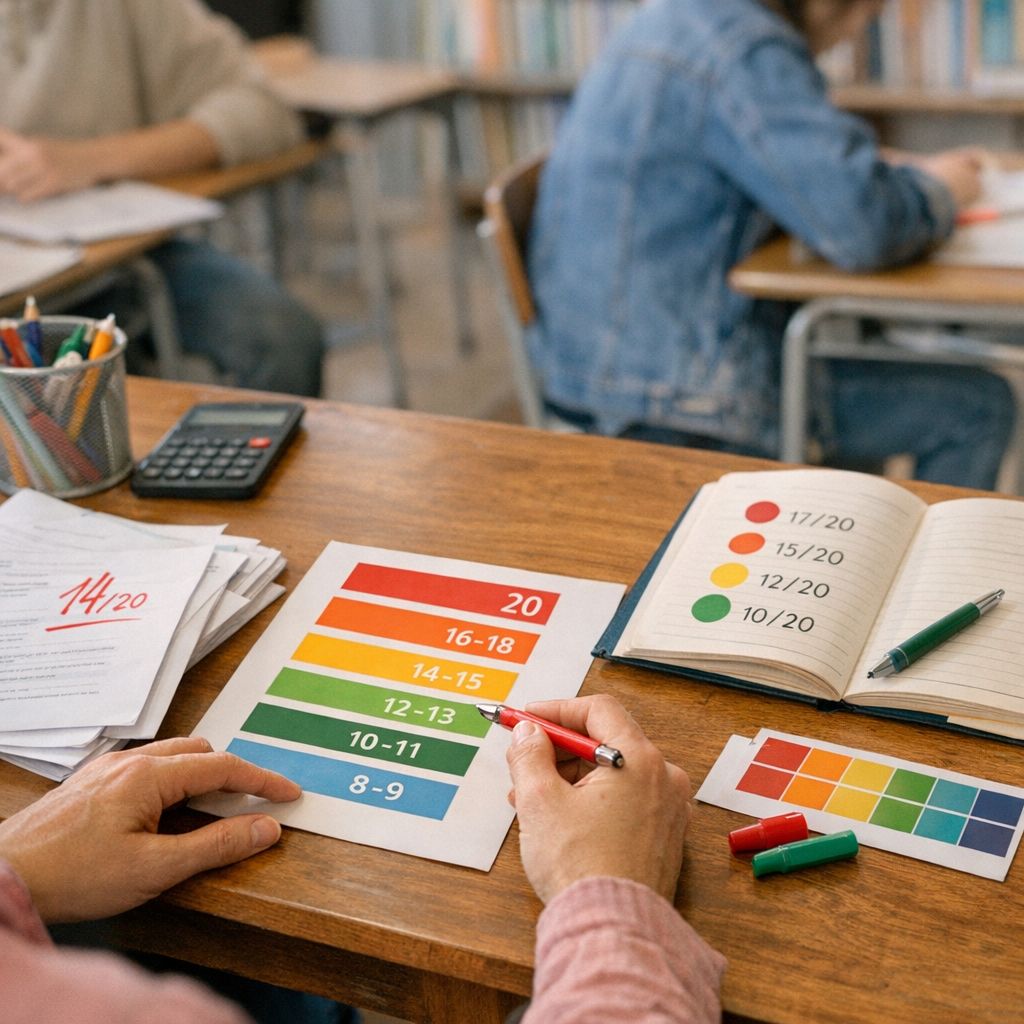 Comment convertir des couleurs en note sur 20 sans se tromper