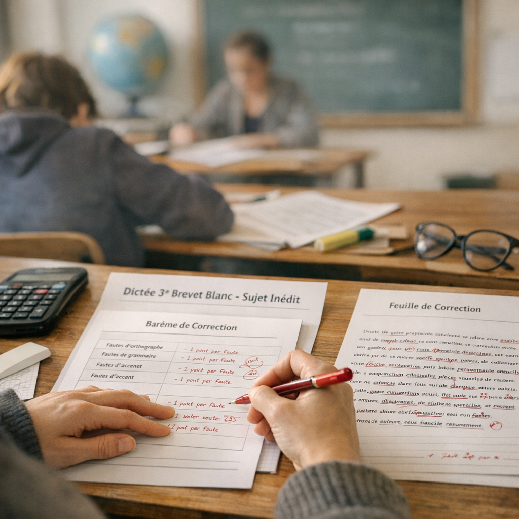 Exemple de dictée 3e brevet blanc&nbsp;&nbsp;: sujet inédit, barème original et auto-correction