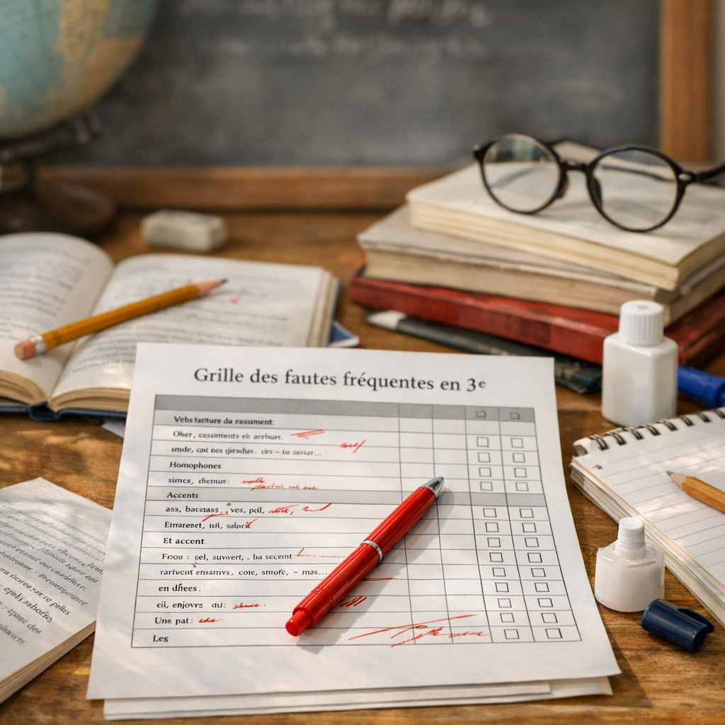 Grille des fautes fréquentes en 3e&nbsp;&nbsp;: repérer vos erreurs avant d’enchaîner les textes