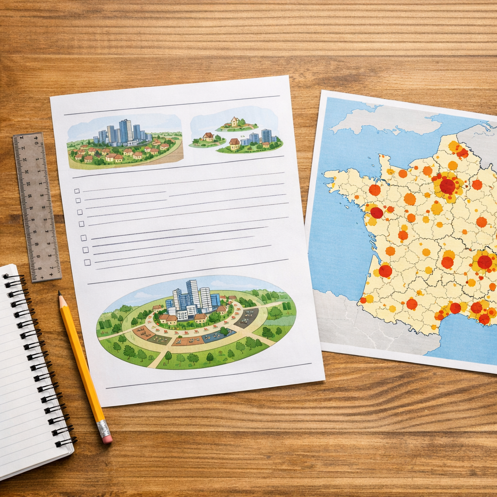 Prépare l’évaluation des aires urbaines en 3ème et sa correction