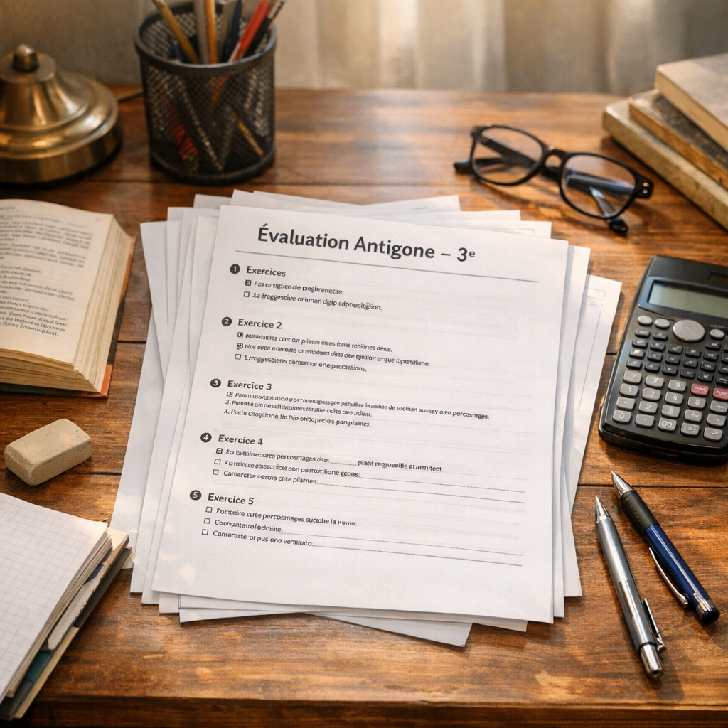 Évaluation Antigone 3e à imprimer : 8 exercices progressifs