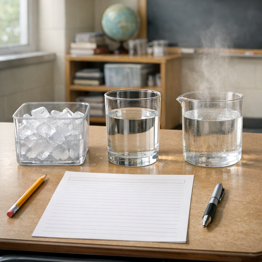 Préparer l’évaluation sur les changements d’état de l’eau en 5e