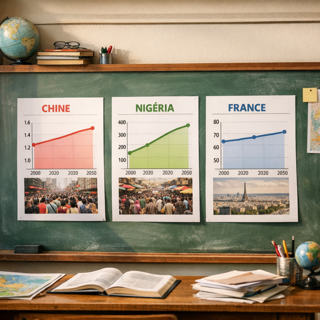 Séance 3&nbsp;: étude comparée, Chine, Nigéria et France de 2000 à 2050