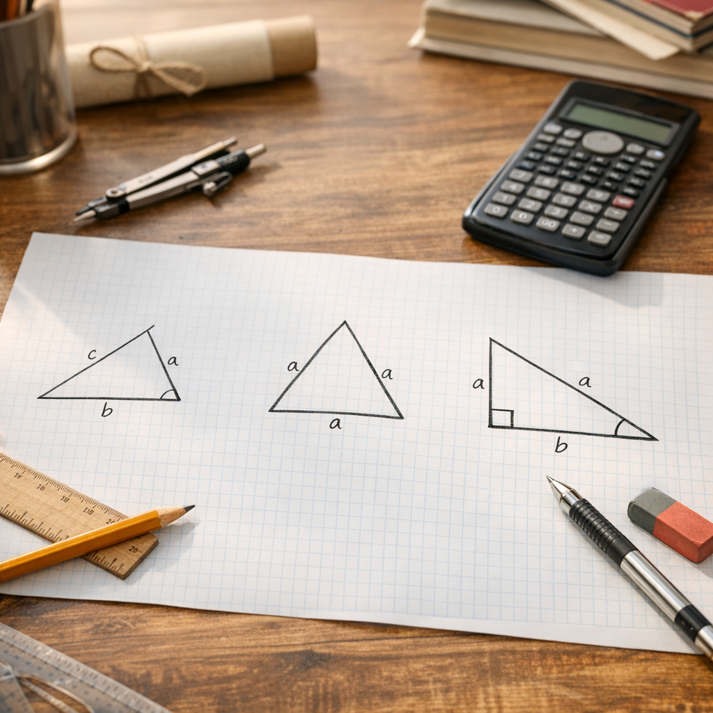 Exemples résolus : triangle quelconque, équilatéral et rectangle