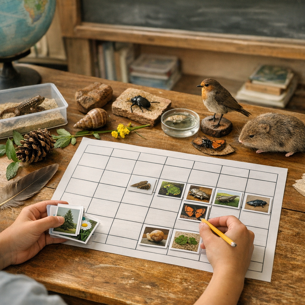 Cas concret inédit : 10 espèces locales à classer avec un tableau
