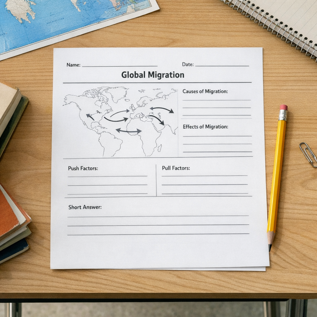 Prépare en 4ème l’évaluation « Un monde de migrants » en PDF