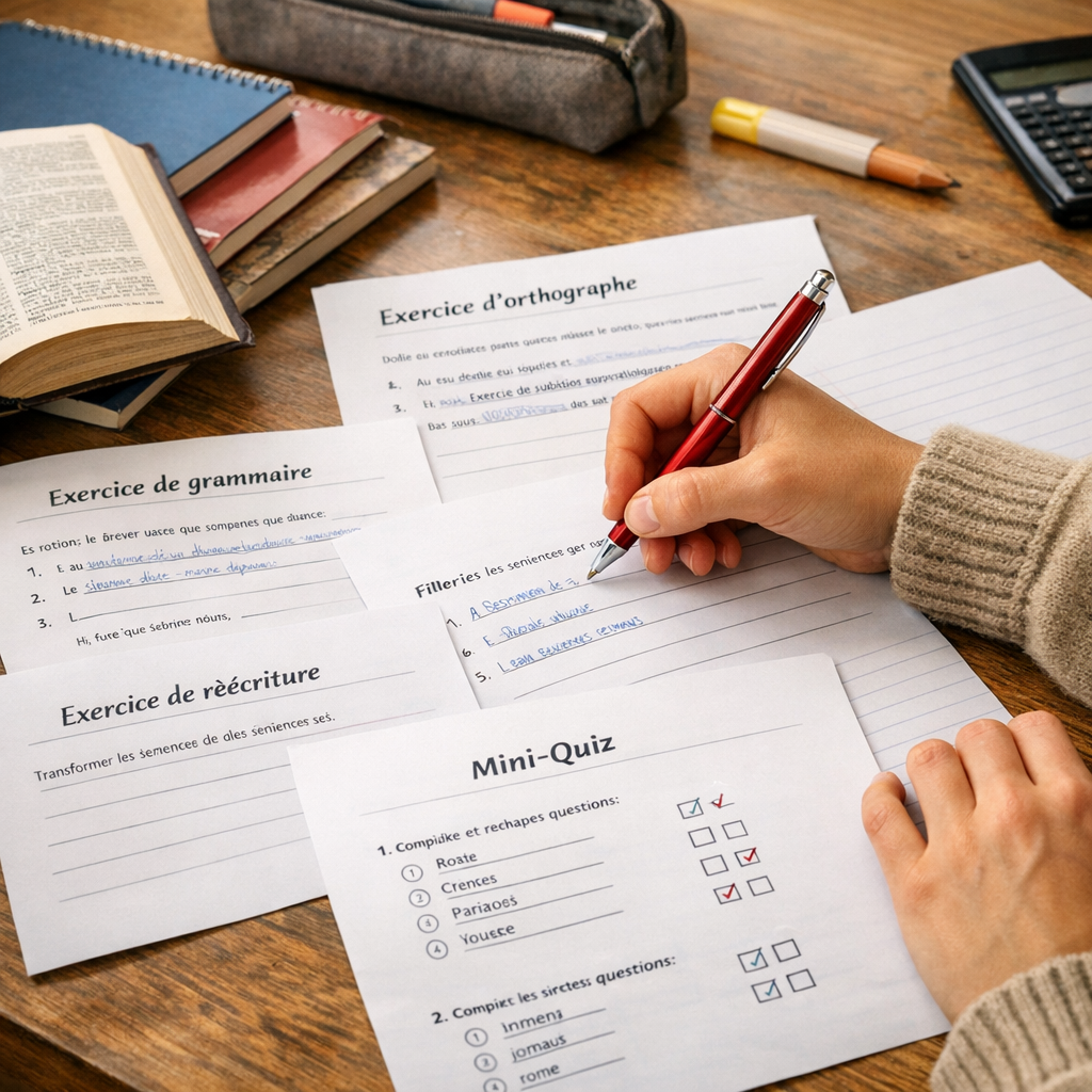 Exercices type brevet&nbsp;&nbsp;: grammaire, orthographe, réécriture et mini-quiz