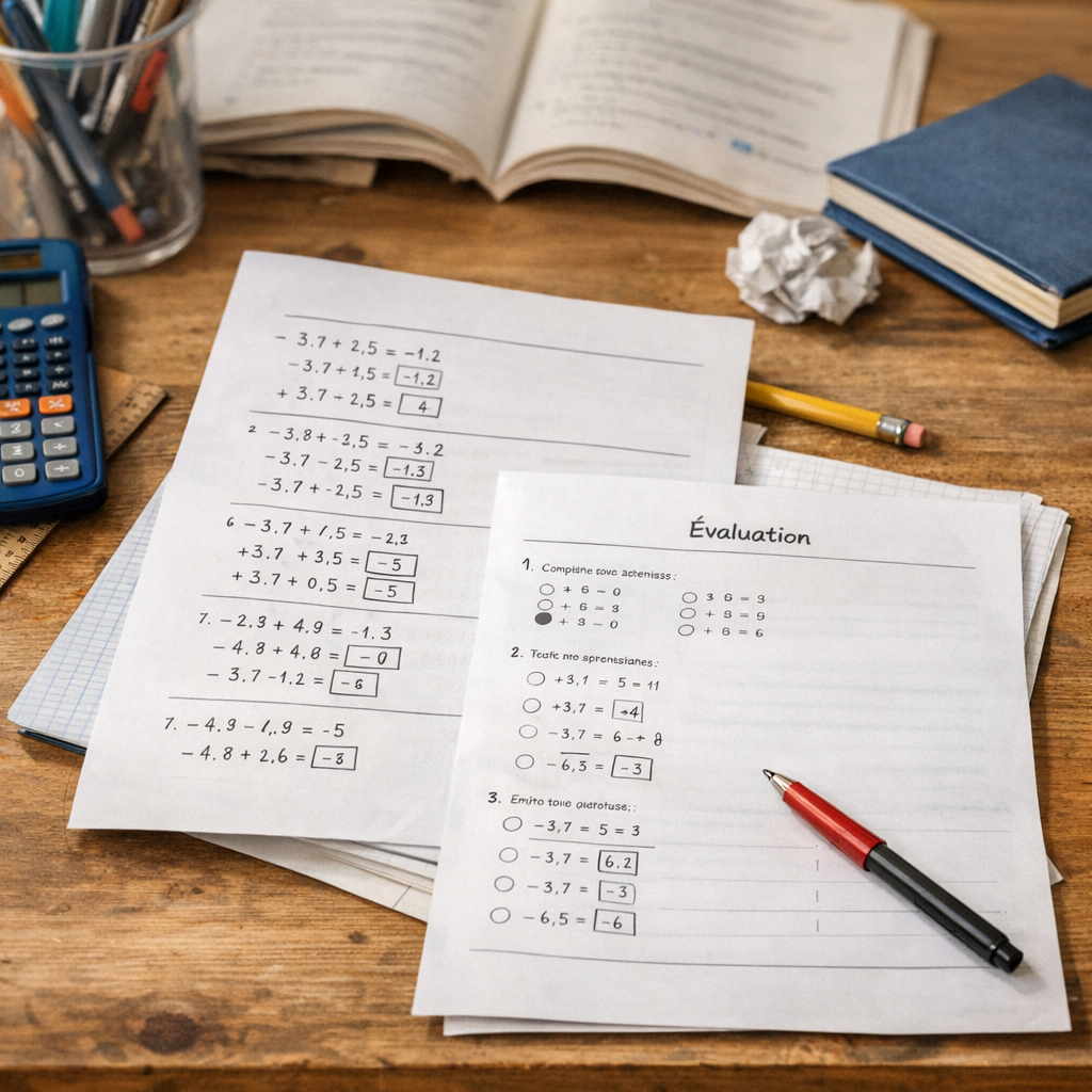 Exemples résolus puis évaluation à imprimer
