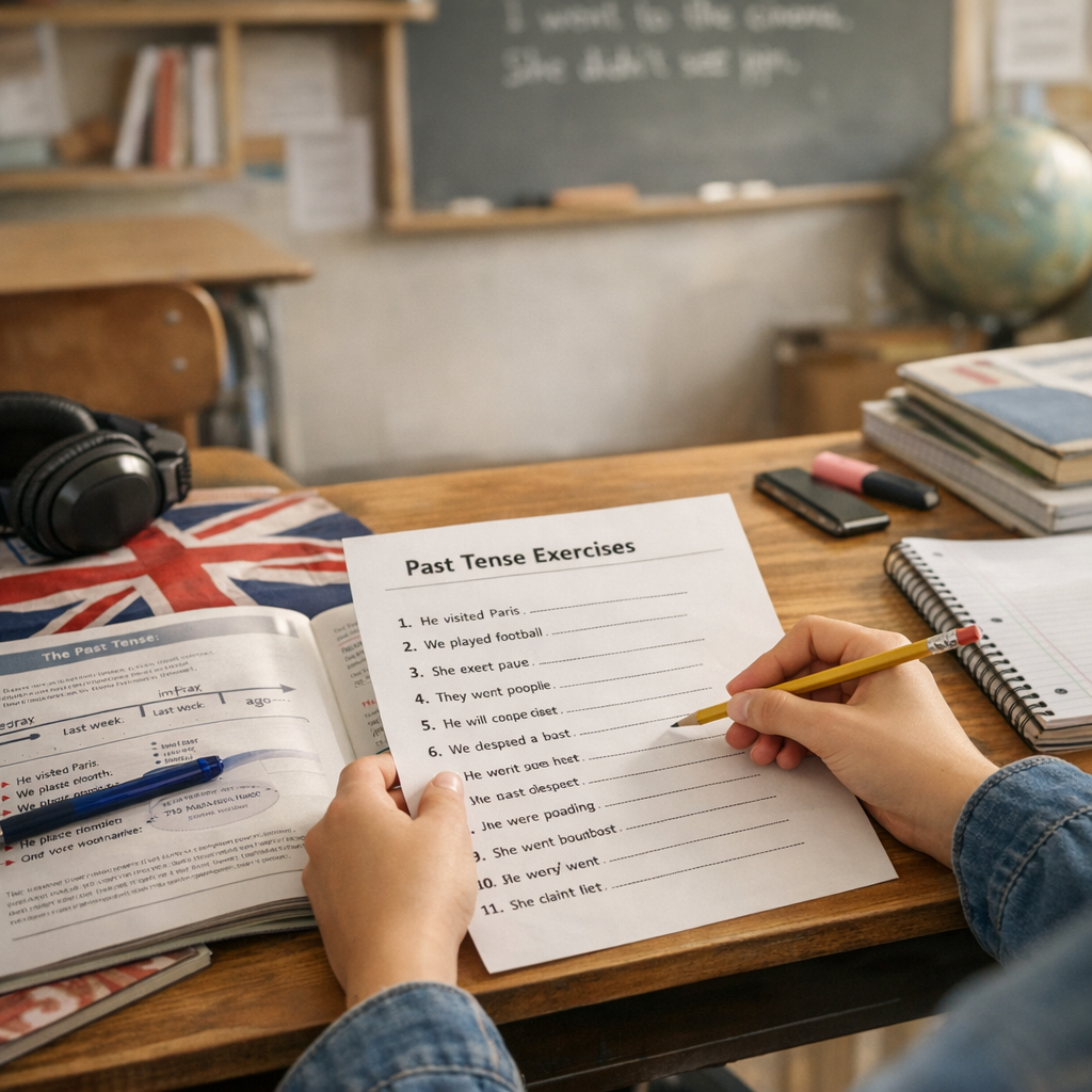 Exercices sur le prétérit en anglais : 12 phrases de niveau 4e