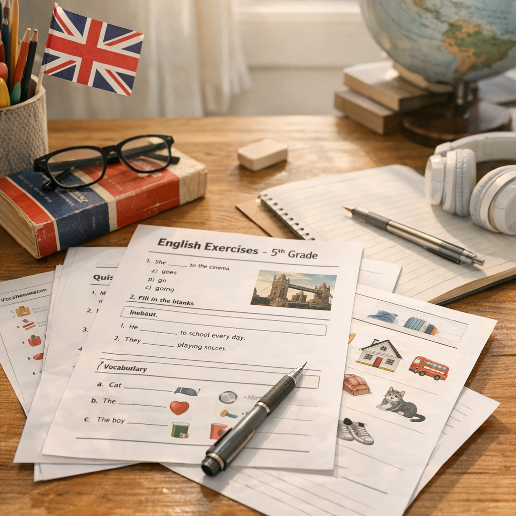 Quiz anglais et exercices 5ème à imprimer