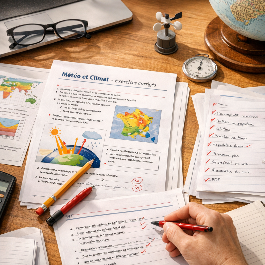 Exercices corrigés météo et climat SVT 5ème&nbsp;&nbsp;: PDF à imprimer et méthode d’évaluation