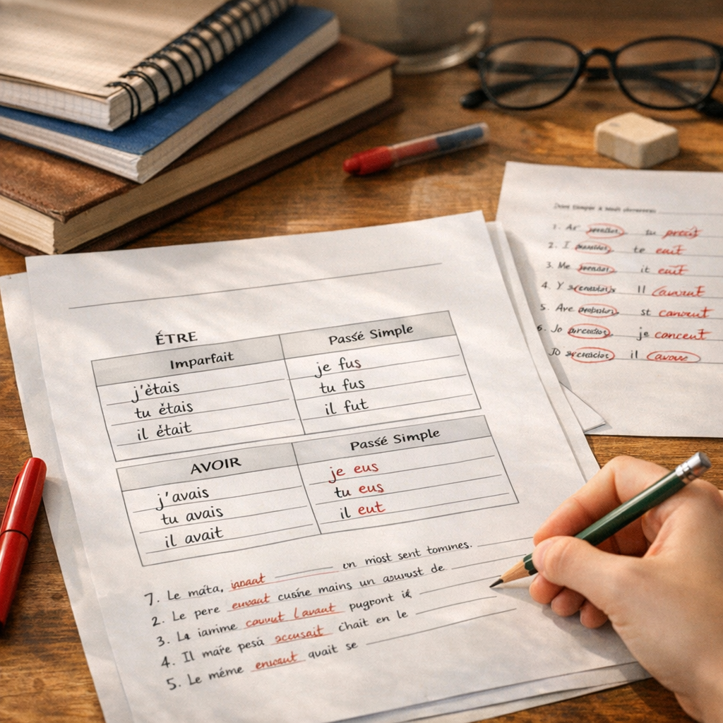 Exercice de français 5ème&nbsp;&nbsp;: conjuguer à l’imparfait, au passé simple, être et avoir