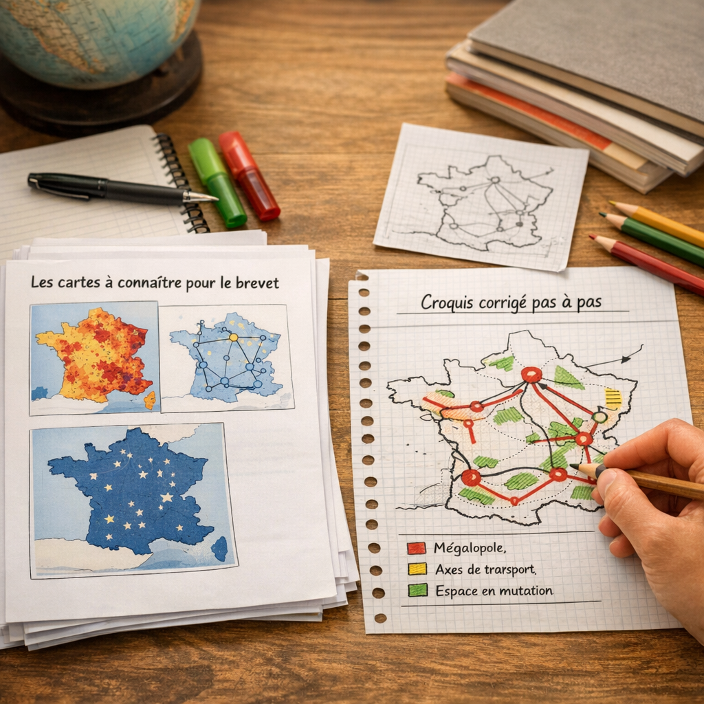 Les cartes à connaître pour le brevet et un croquis corrigé pas à pas