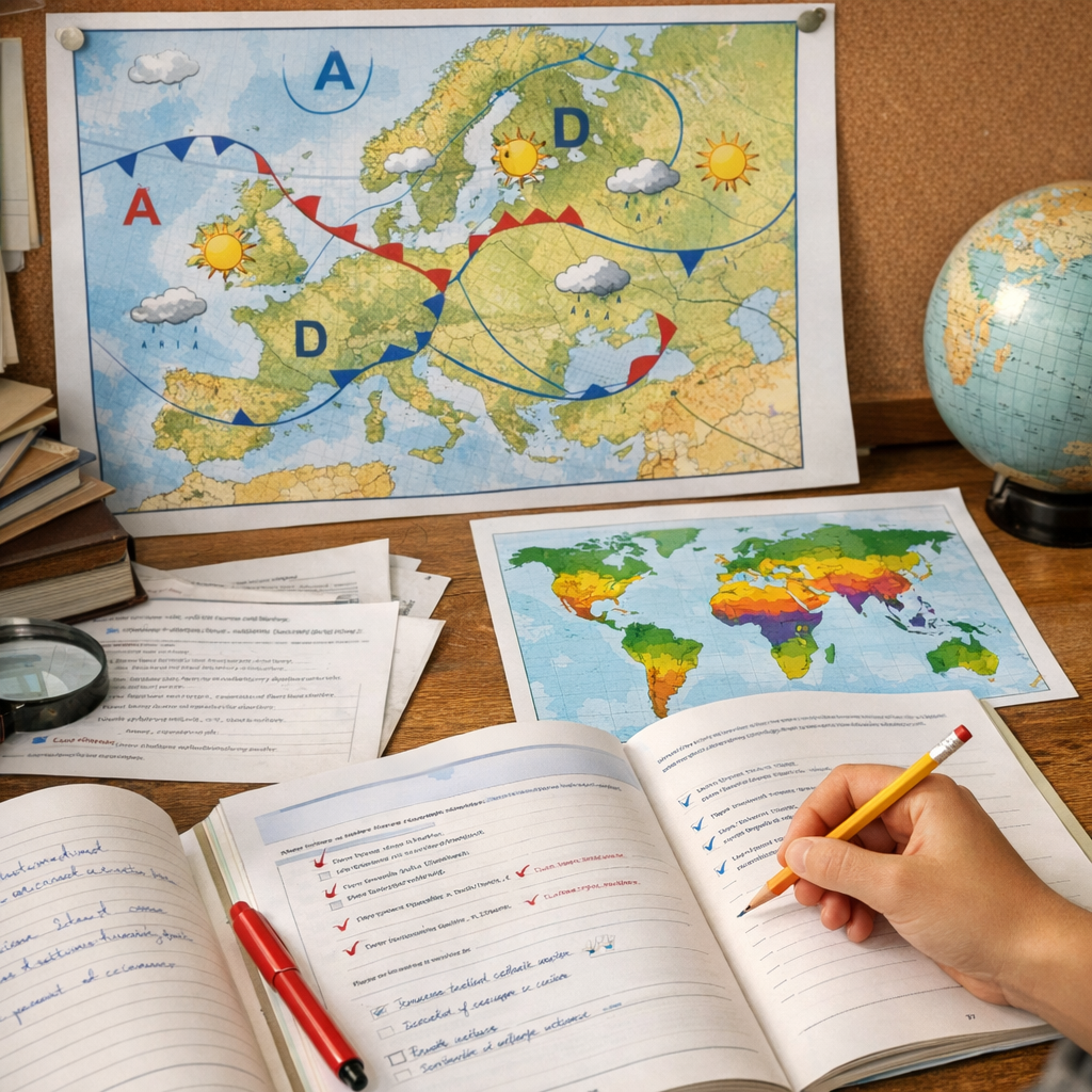 Exercices corrigés progressifs&nbsp;: définitions, carte météo, zones climatiques