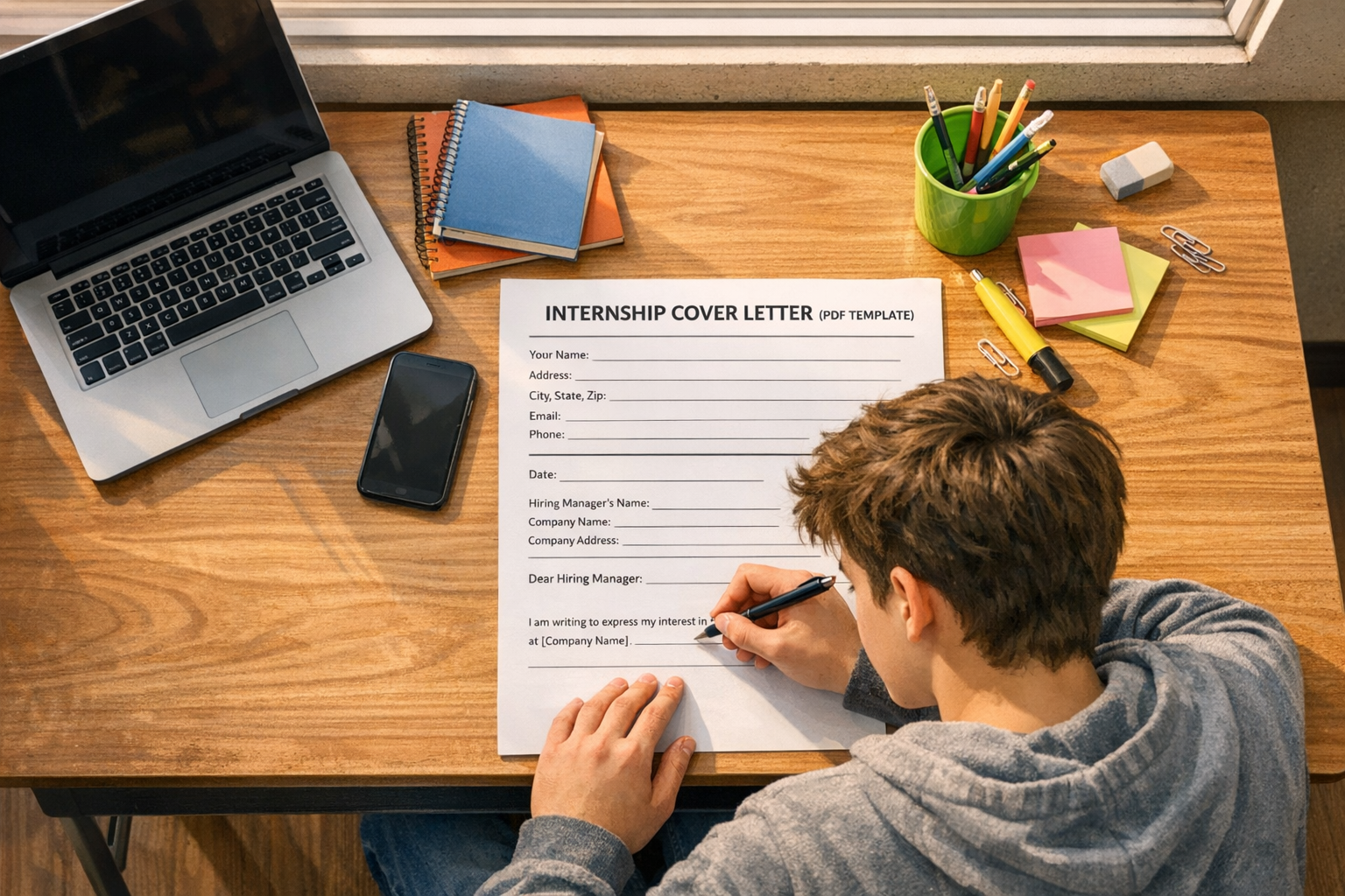 Modèle de lettre de motivation stage de 3e (PDF à compléter)