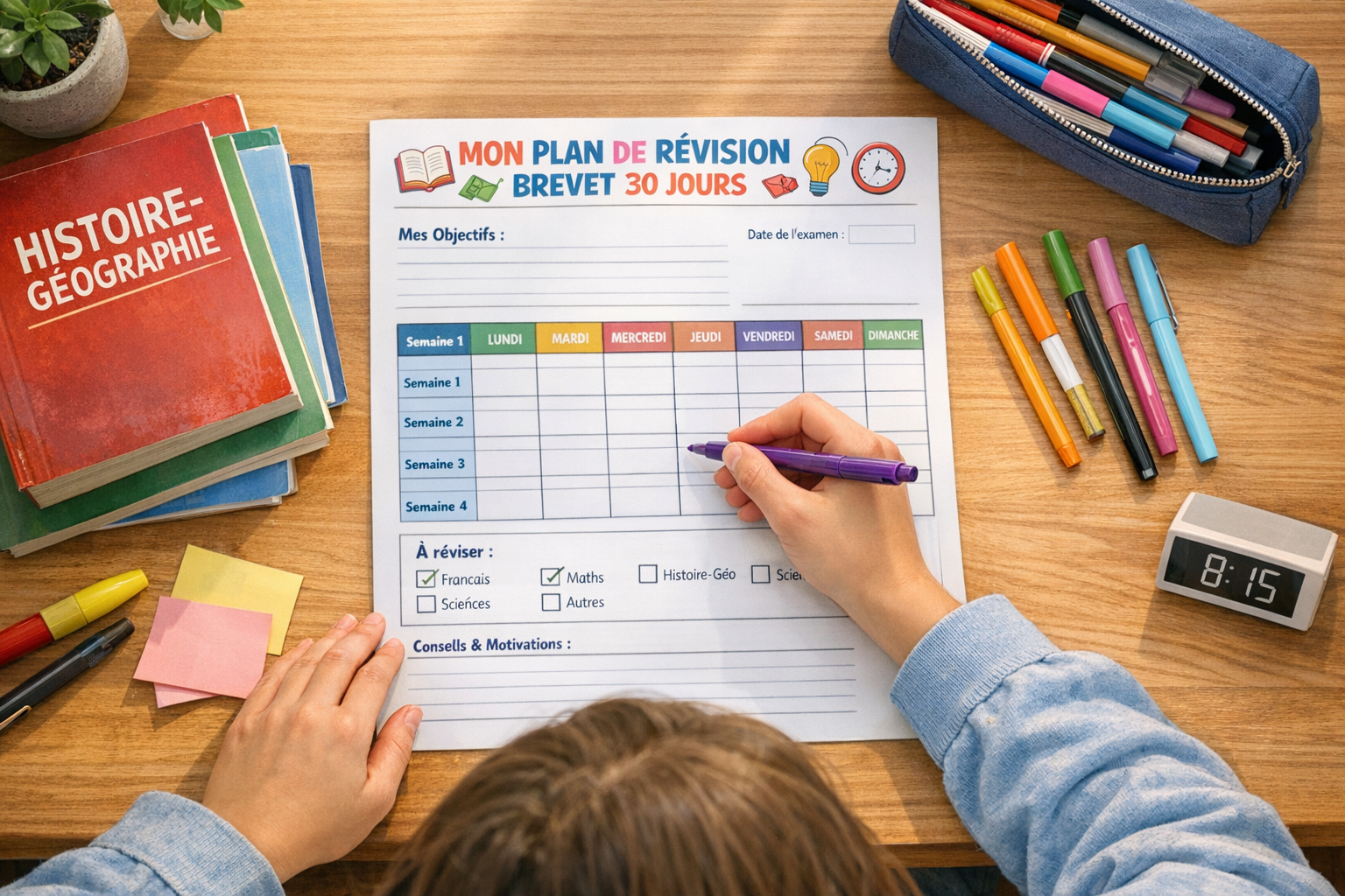 Planning révisions brevet 30 jours (PDF imprimable A4)