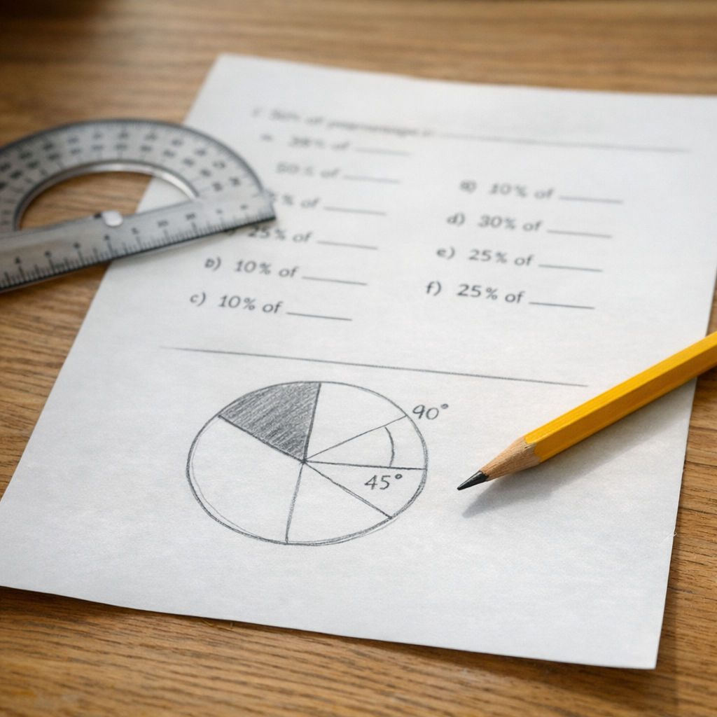 Le pourcentage et le degré au collège : évaluation imprimable