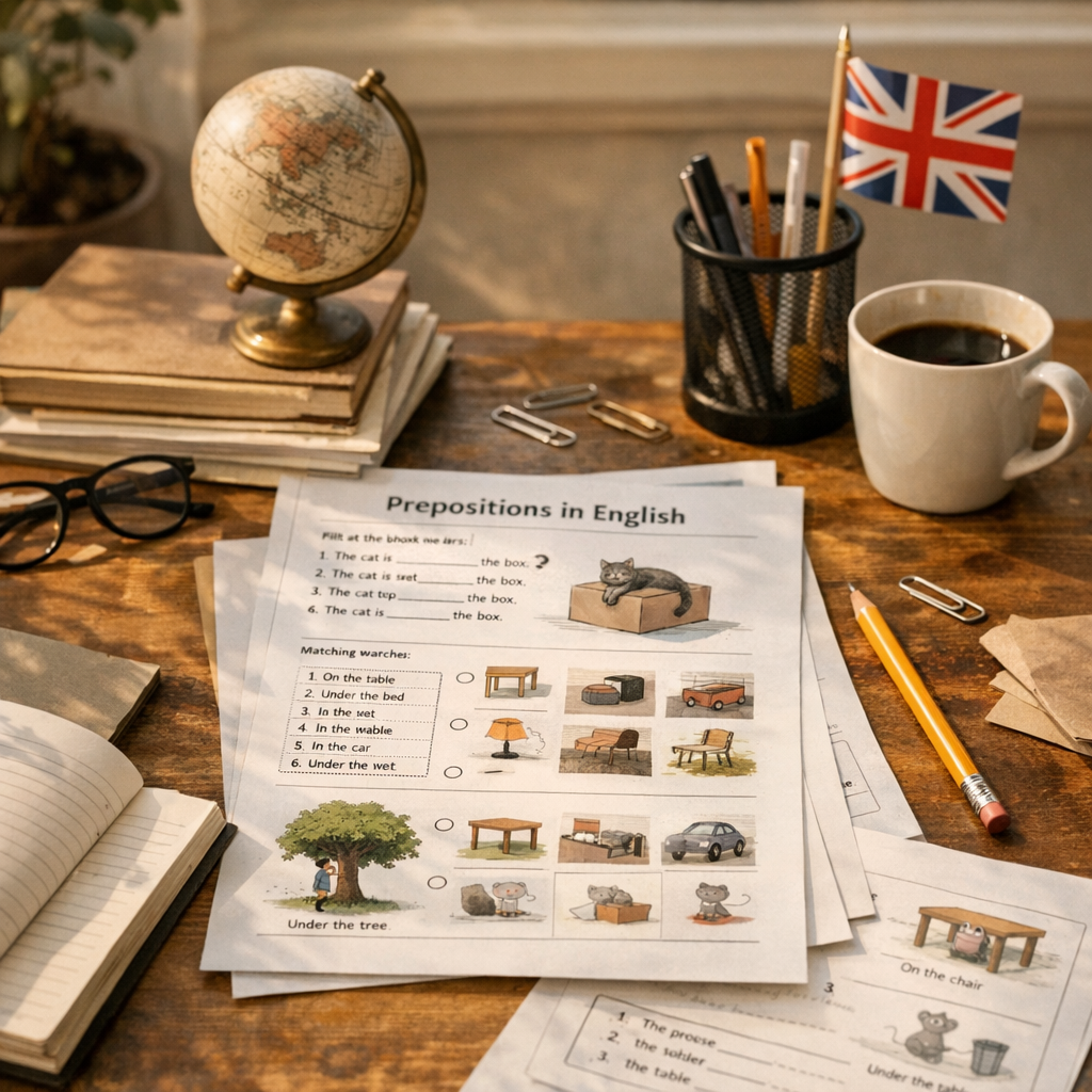 Exercices progressifs sur les prépositions en anglais à imprimer