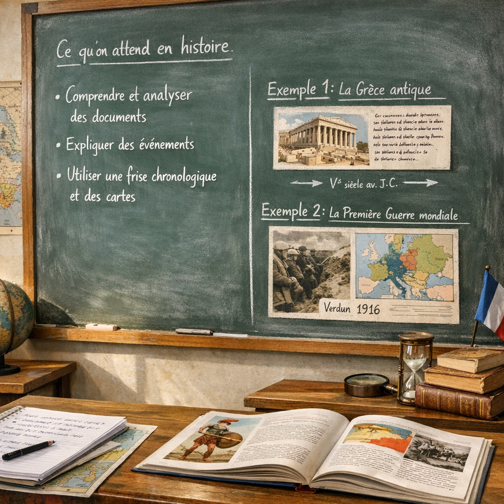 Les attendus en histoire au collège et deux exemples résolus