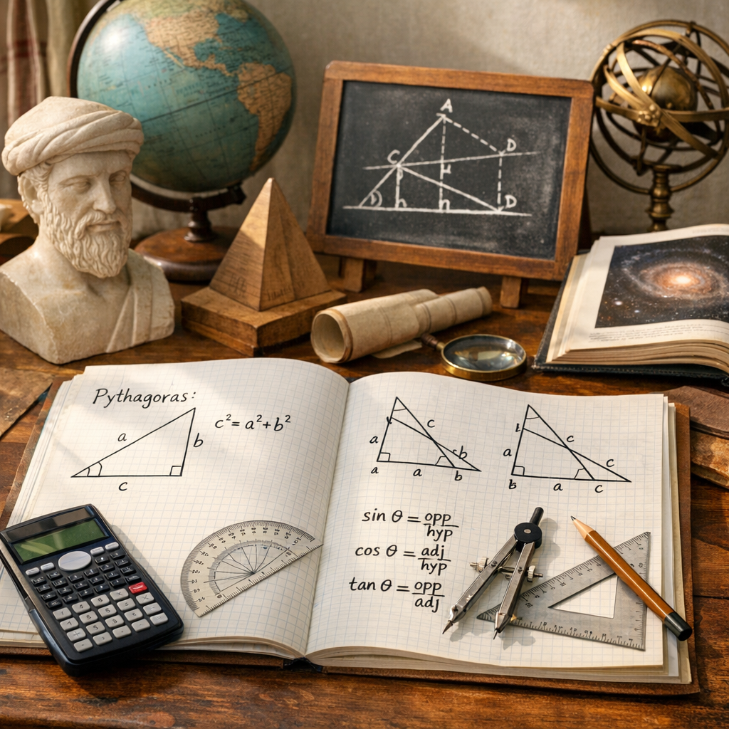 Grandeurs et mesures, espace et géométrie&nbsp;&nbsp;: Pythagore, Thalès, triangles semblables et trigonométrie
