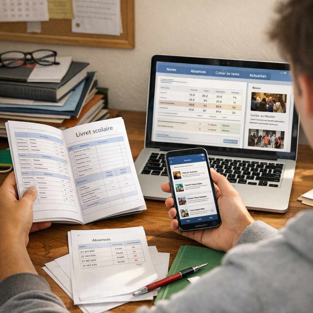 3. Retrouver notes, absences, livret scolaire et actualités du collège