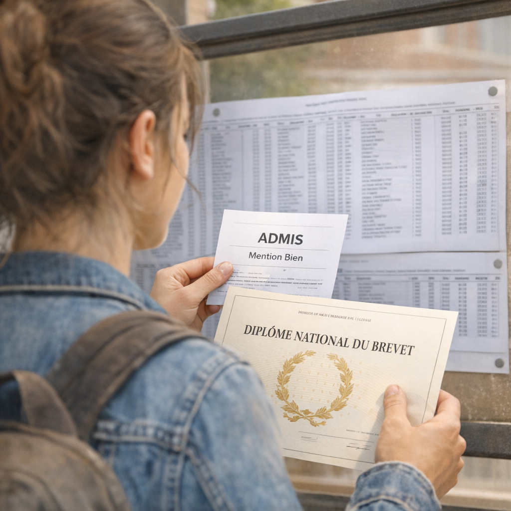 Lire un résultat&nbsp;: admis, mention et diplôme national du brevet