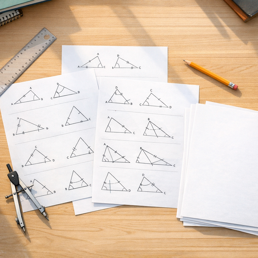 Travaille les Triangles égaux en 4e avec des exercices corrigés